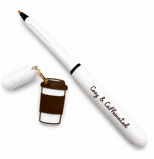 Cozy & Caffeinated Pokka Sidekick - Keychain Charm Pocket Ballpoint Pen Set