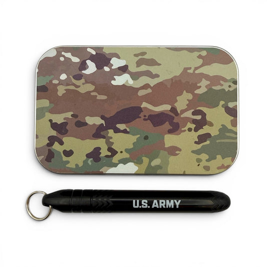 U.S. Army Camo Carry Kit - Collectable Tin with Keychain Pocket Pen