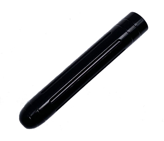 A black metal replacement cap for a Pokka pen barrel, displayed on a plain background.