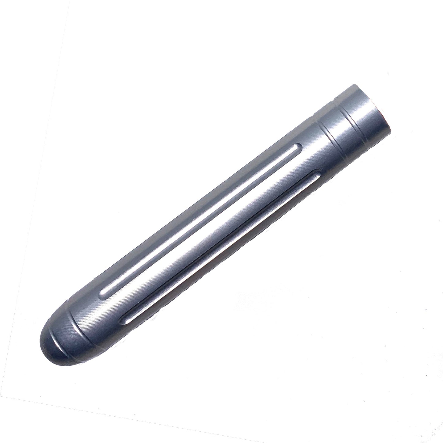 A silver anodized aluminum pen cap for a Pokka pen, displayed on a white background.