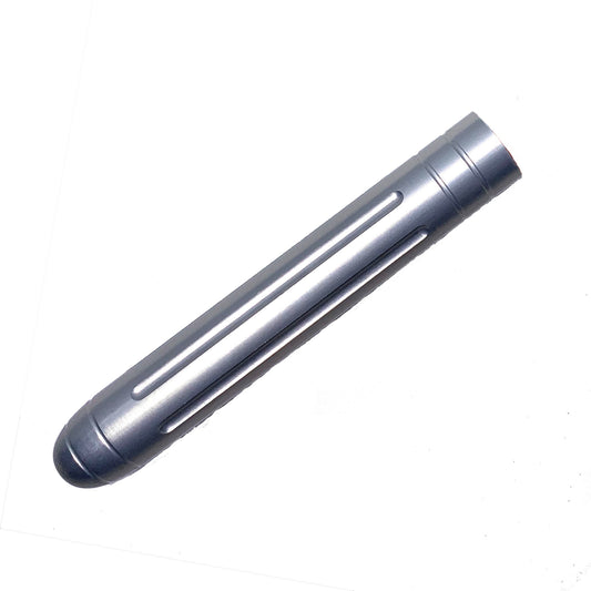 A silver anodized aluminum pen cap for a Pokka pen, displayed on a white background.