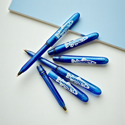 Reel Good - 2 Pack Sapphire Blue Fish Pocket Ballpoint Pens