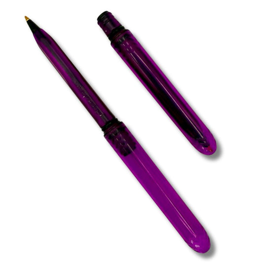Purple fountain pen with cap on a white background