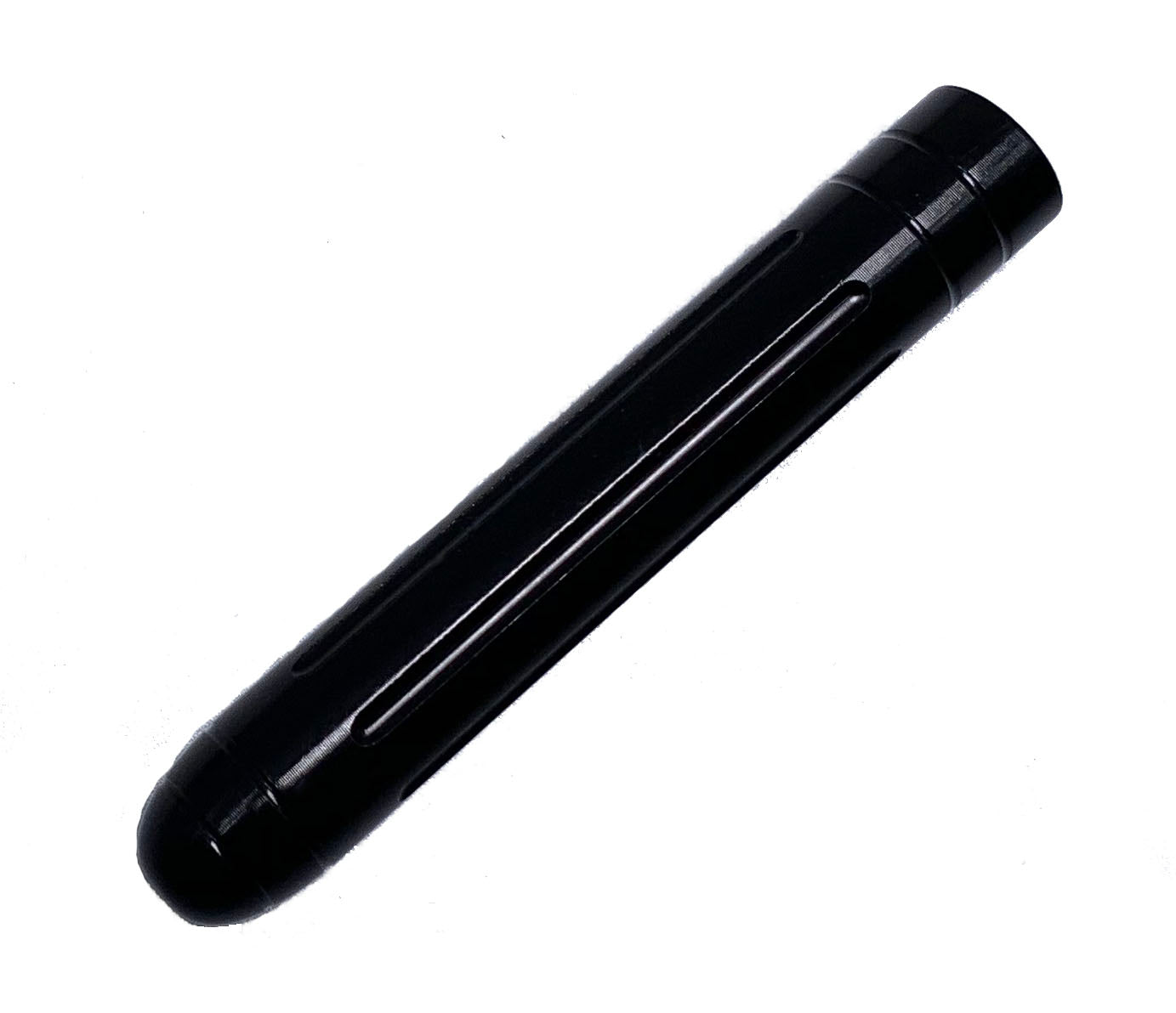 A black metal replacement cap for a Pokka pen barrel, displayed on a plain background.